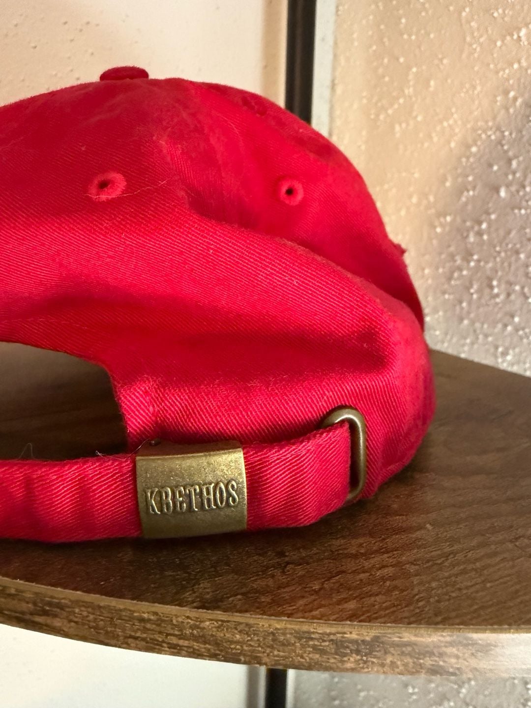 KBETHOS Red Distressed Praying Hands Rosary Dad Hat 5
