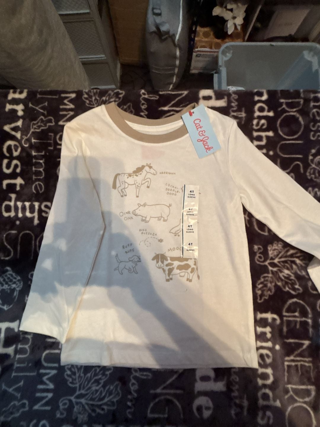 Cat & Jack Toddler Long Sleeve Farm Animal Graphic T-Shirt 4T 2