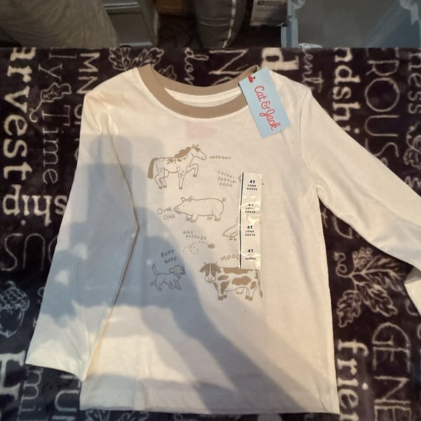 Cat & Jack Toddler Long Sleeve Farm Animal Graphic T-Shirt 4T