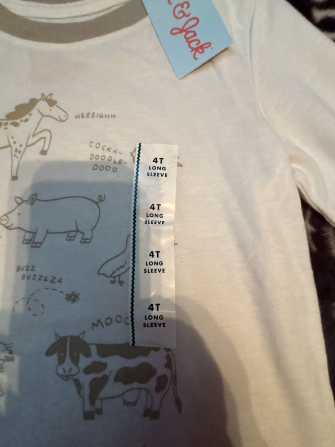 Cat & Jack Toddler Long Sleeve Farm Animal Graphic T-Shirt 4T 3