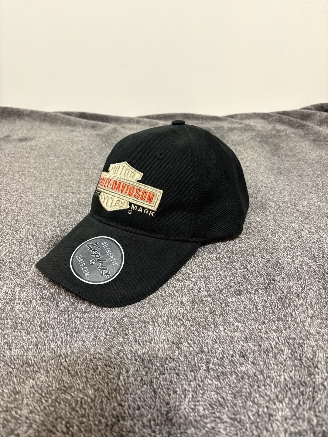 New Harley-Davidson Motor Cycle Logo Hat Black Cap With Punched Leather 2