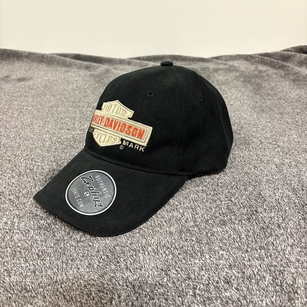New Harley-Davidson Motor Cycle Logo Hat Black Cap With Punched Leather 