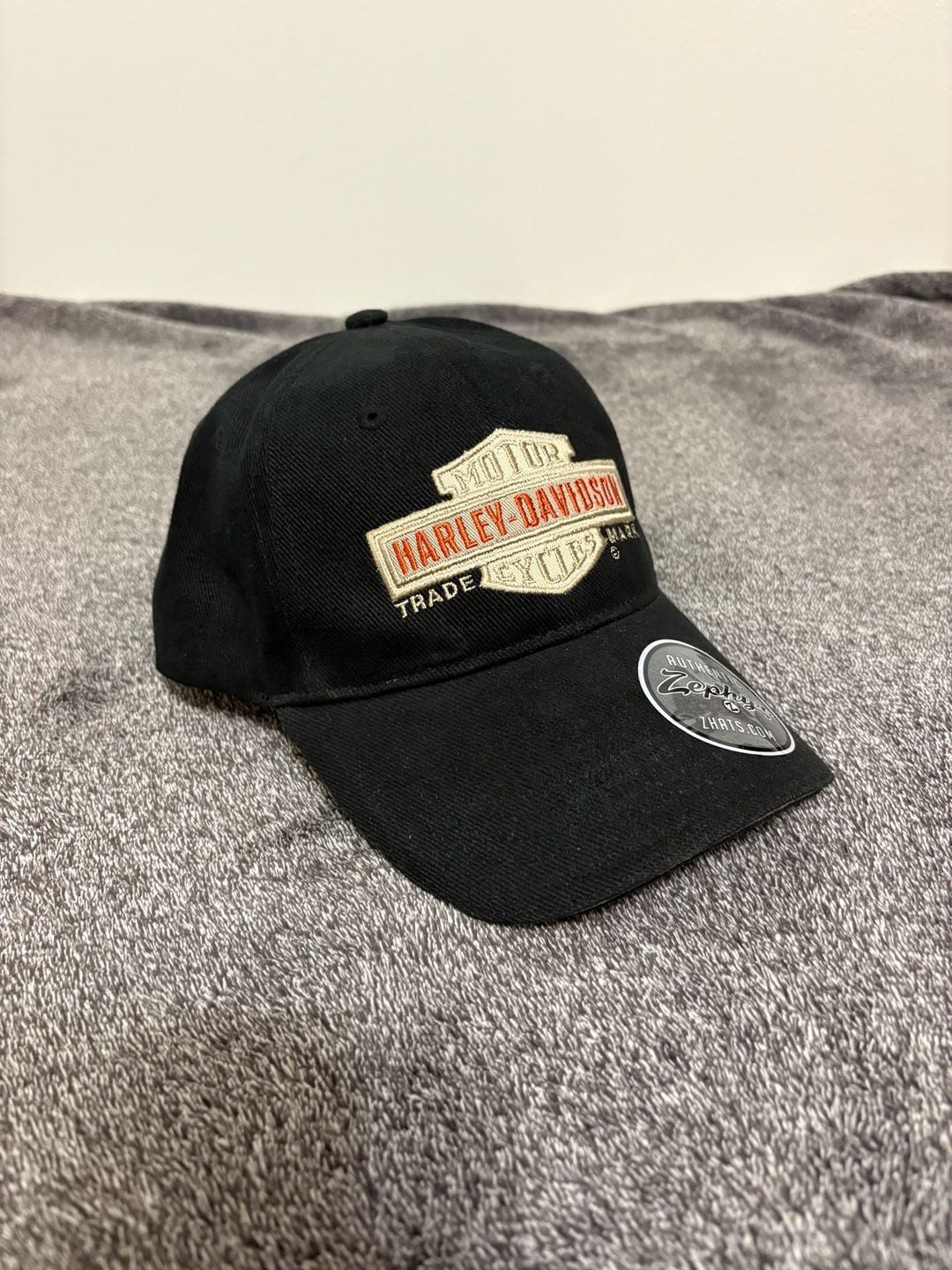 New Harley-Davidson Motor Cycle Logo Hat Black Cap With Punched Leather 3