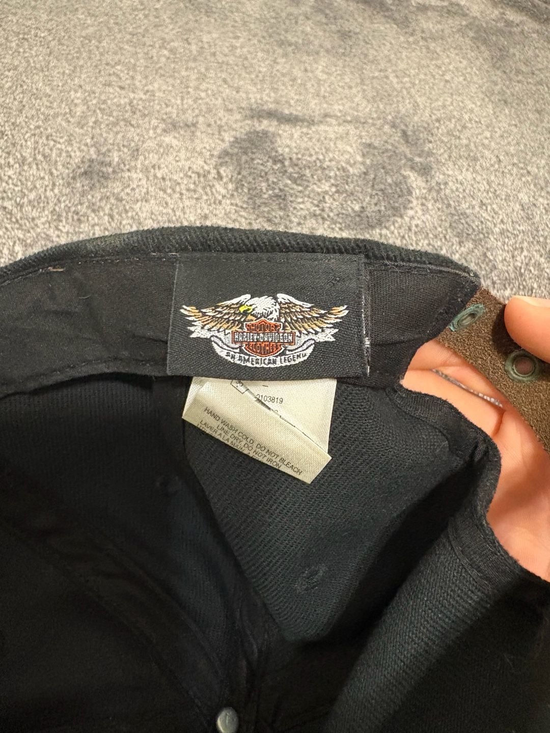 New Harley-Davidson Motor Cycle Logo Hat Black Cap With Punched Leather 6