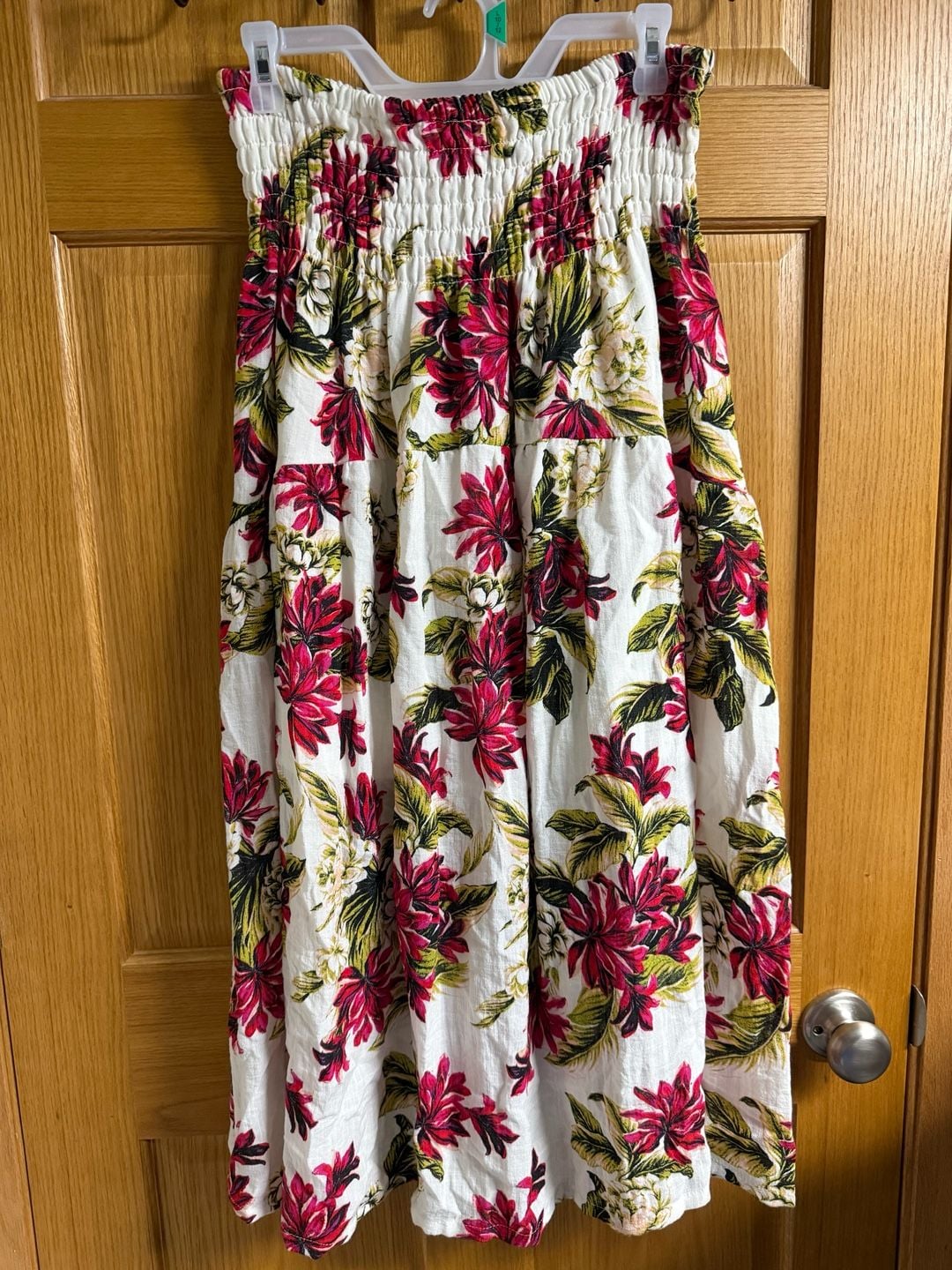 Ophelia Roe Floral Print Smocked Waist Tiered Maxi skirt 2