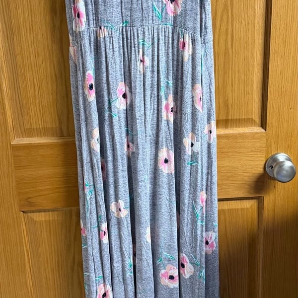 SO Floral Strappy Back Heather Grey Maxi Dress