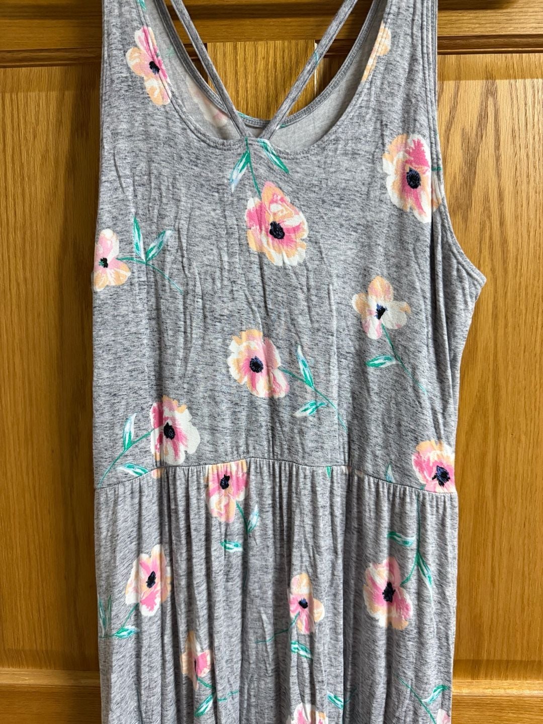 SO Floral Strappy Back Heather Grey Maxi Dress 4