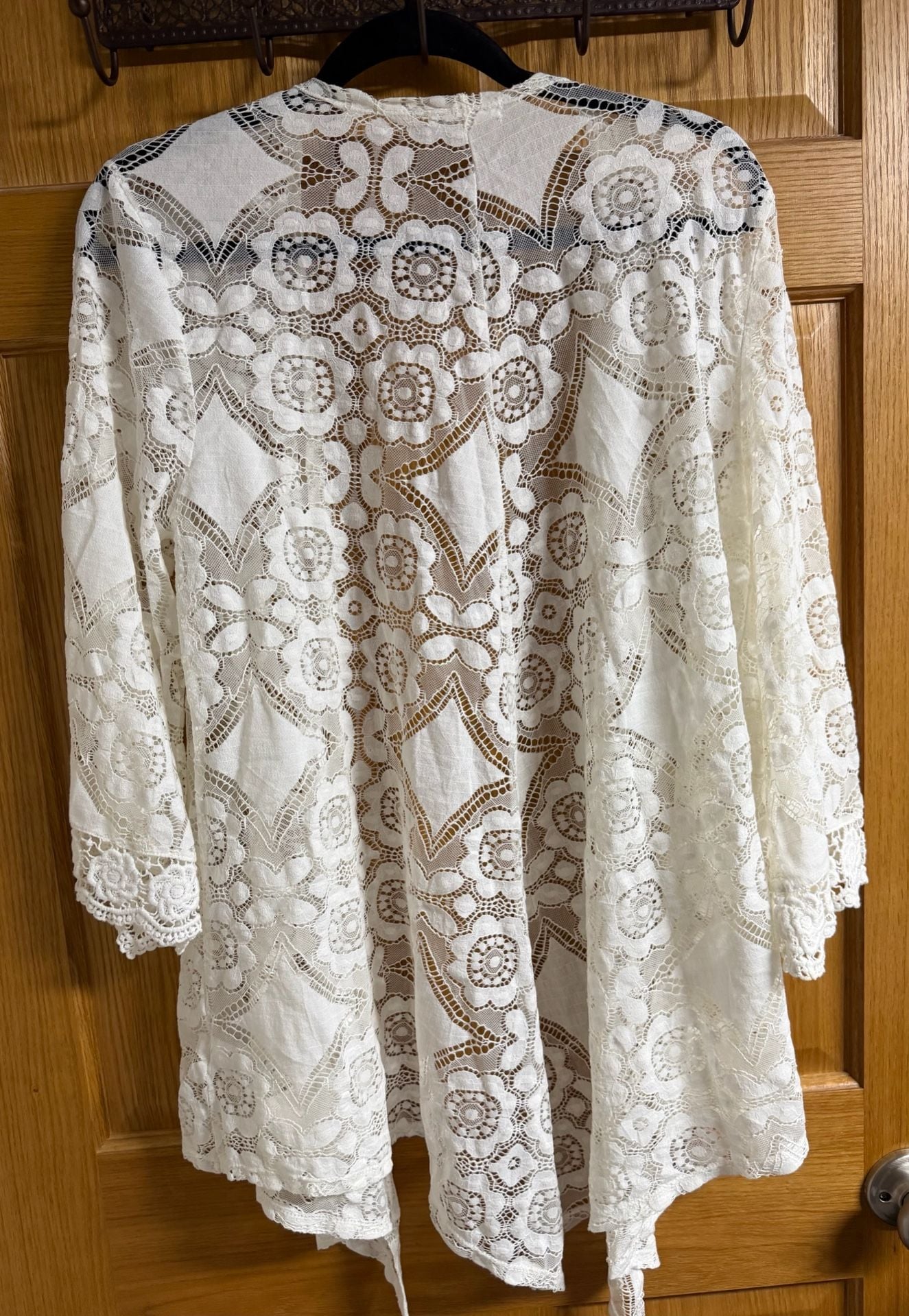 Maurices White Floral Lace Sheer Kimono Cardigan Cover-Up 5