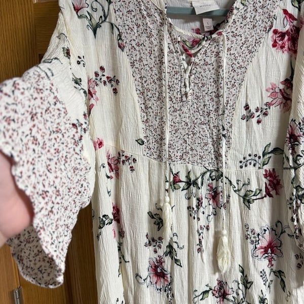 Knox Rose Boho Floral Smocked Tiered Mini Dress with Tassels