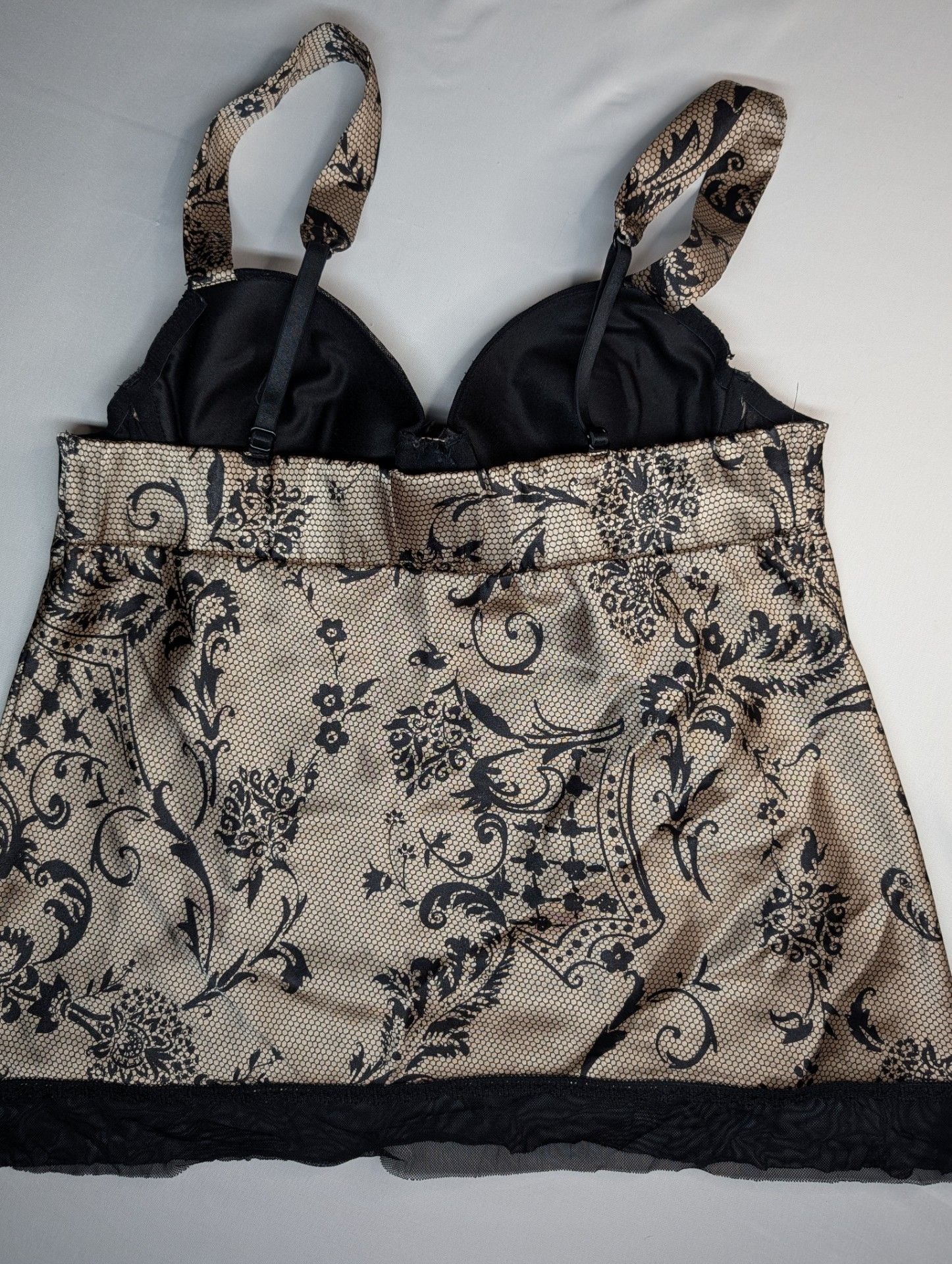 Ambrielle Lace Overlay Bustier Camisole Nightie with Padded Underwire Cups 2