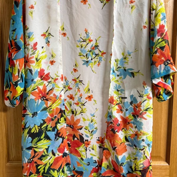 Heart Soul Open Front Floral Print Sheer Kimono Cardigan