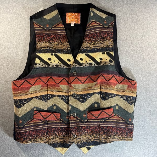 Vintage Native American Tradition by Allen Wah Southwestern Tapestry Vest