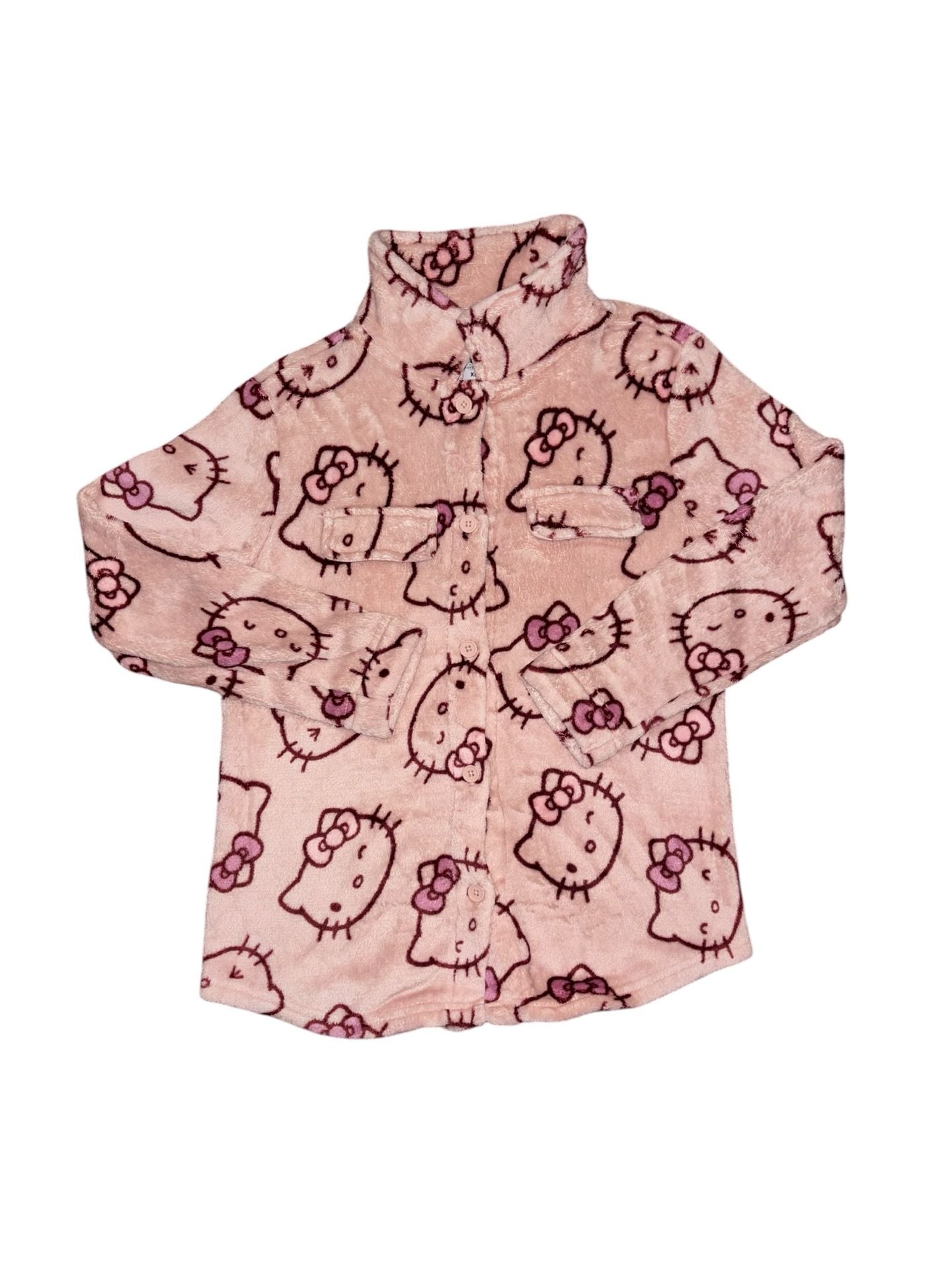 Sanrio Hello Kitty Pink Fleece Button-Up Shacket Jacket 2