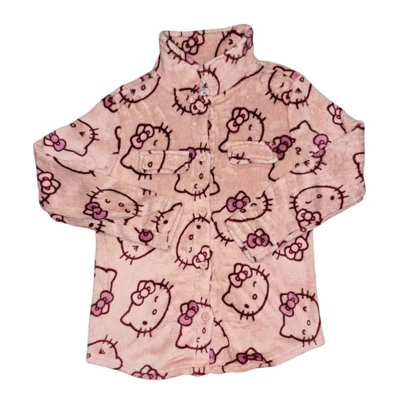 Sanrio Hello Kitty Pink Fleece Button-Up Shacket Jacket
