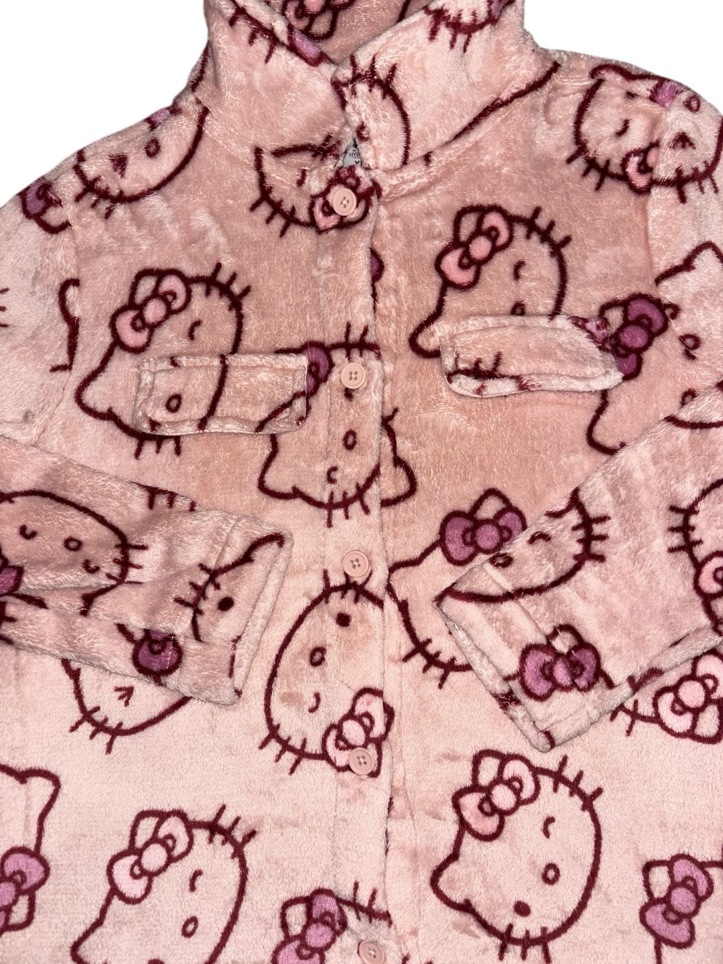Sanrio Hello Kitty Pink Fleece Button-Up Shacket Jacket 3