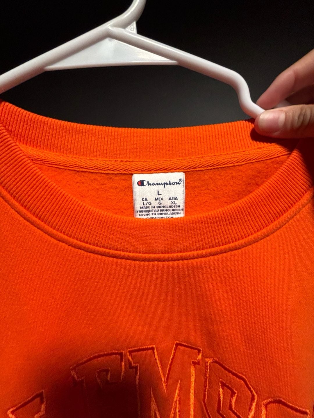 Champion NCAA Clemson Tigers Embroidered Orange Crewneck Sweatshirt 3