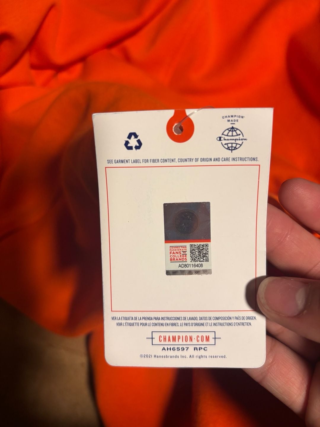 Champion NCAA Clemson Tigers Embroidered Orange Crewneck Sweatshirt 5