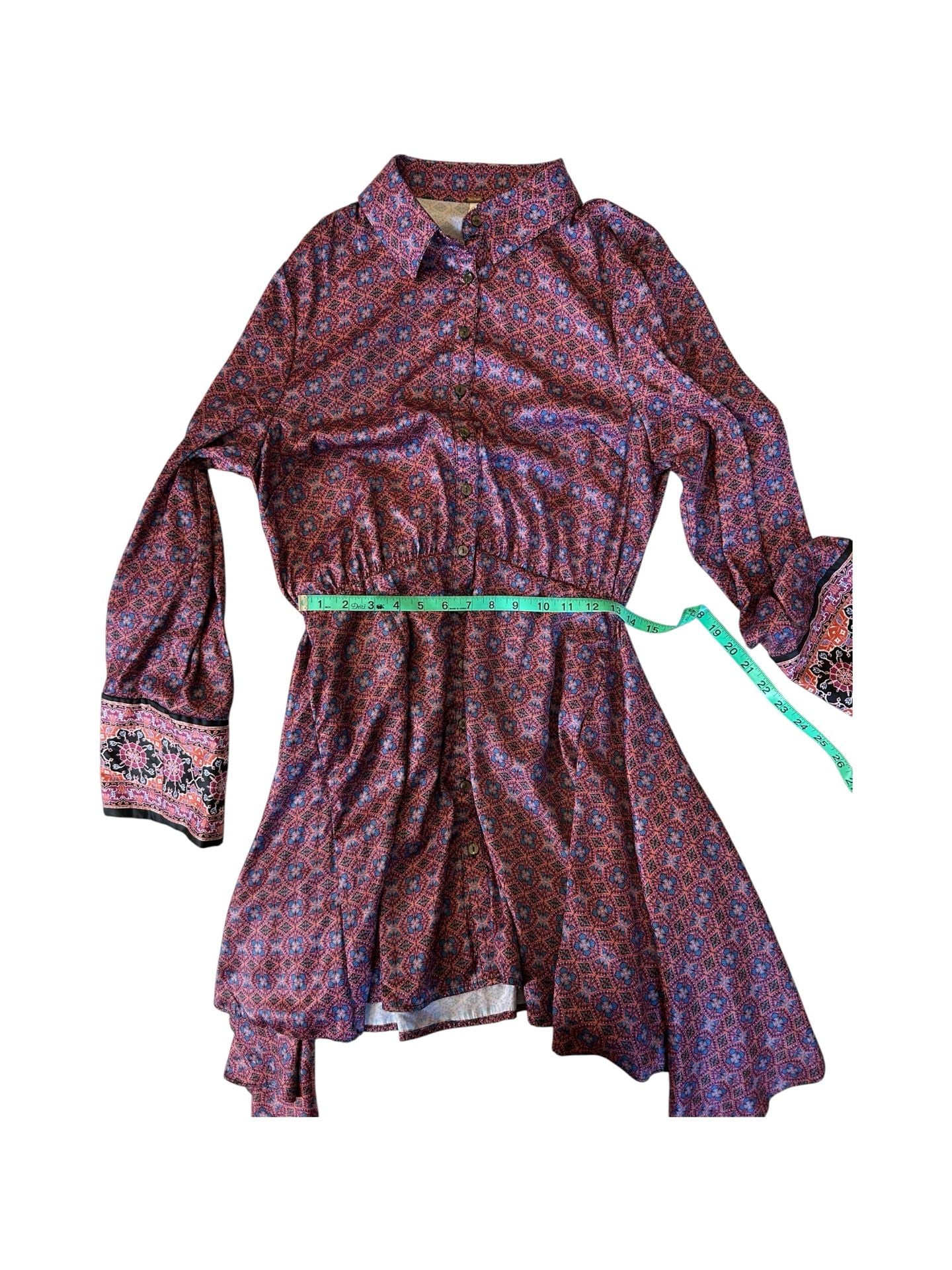Free People Silky Rillo Shirtdress in Blackberry Tapestry Print 6