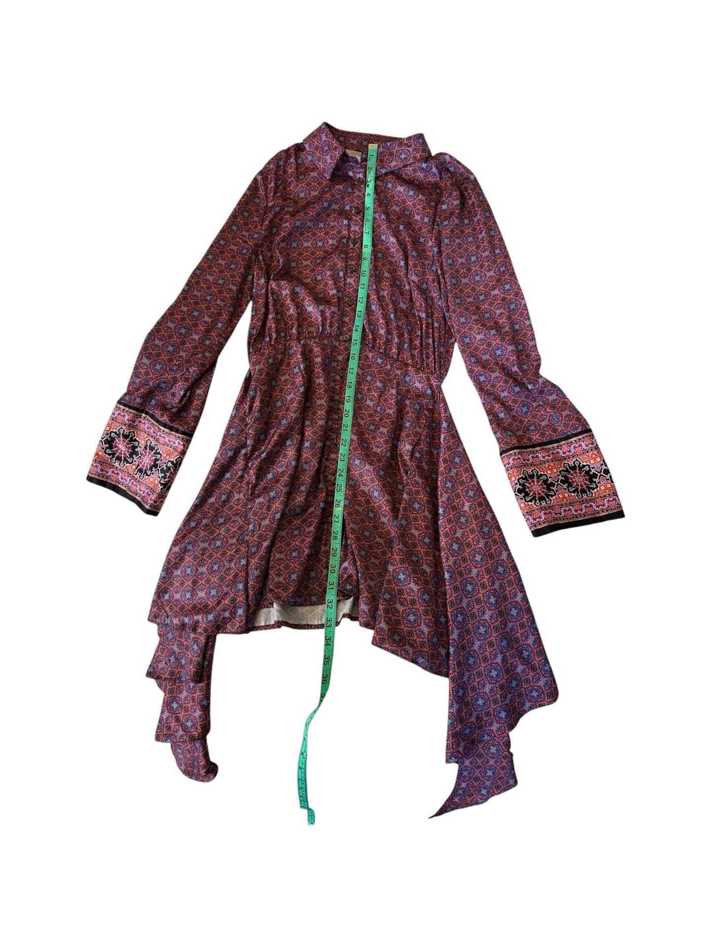 Free People Silky Rillo Shirtdress in Blackberry Tapestry Print 8
