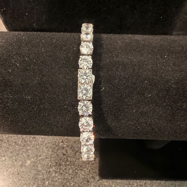 8mm Round Cut Cubic Zirconia Tennis Bracelet 14K White Gold Plated 7.5 Inch