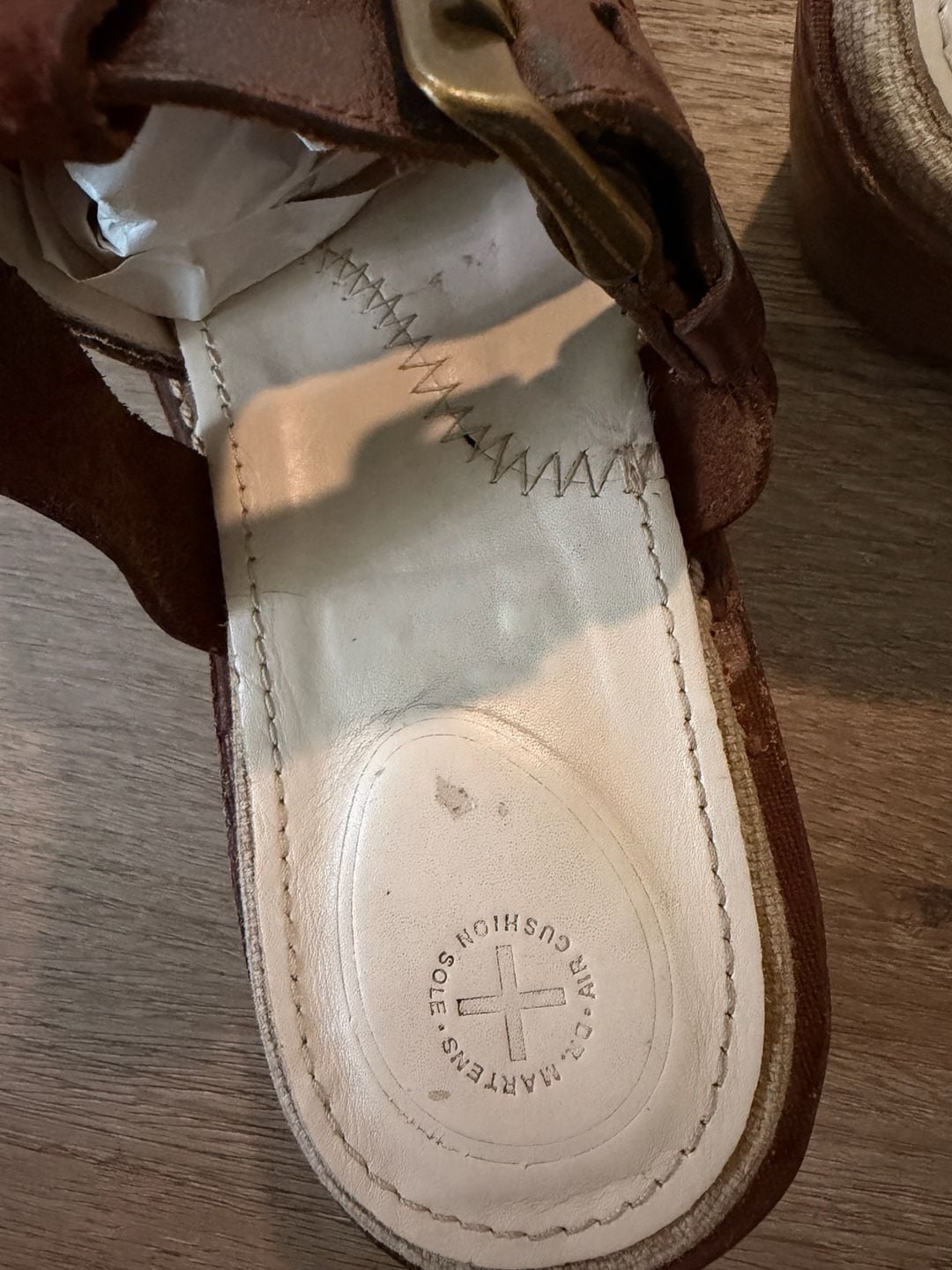 Dr. Martens Vintage Brown Leather Buckle Wedge Mules Clogs 6