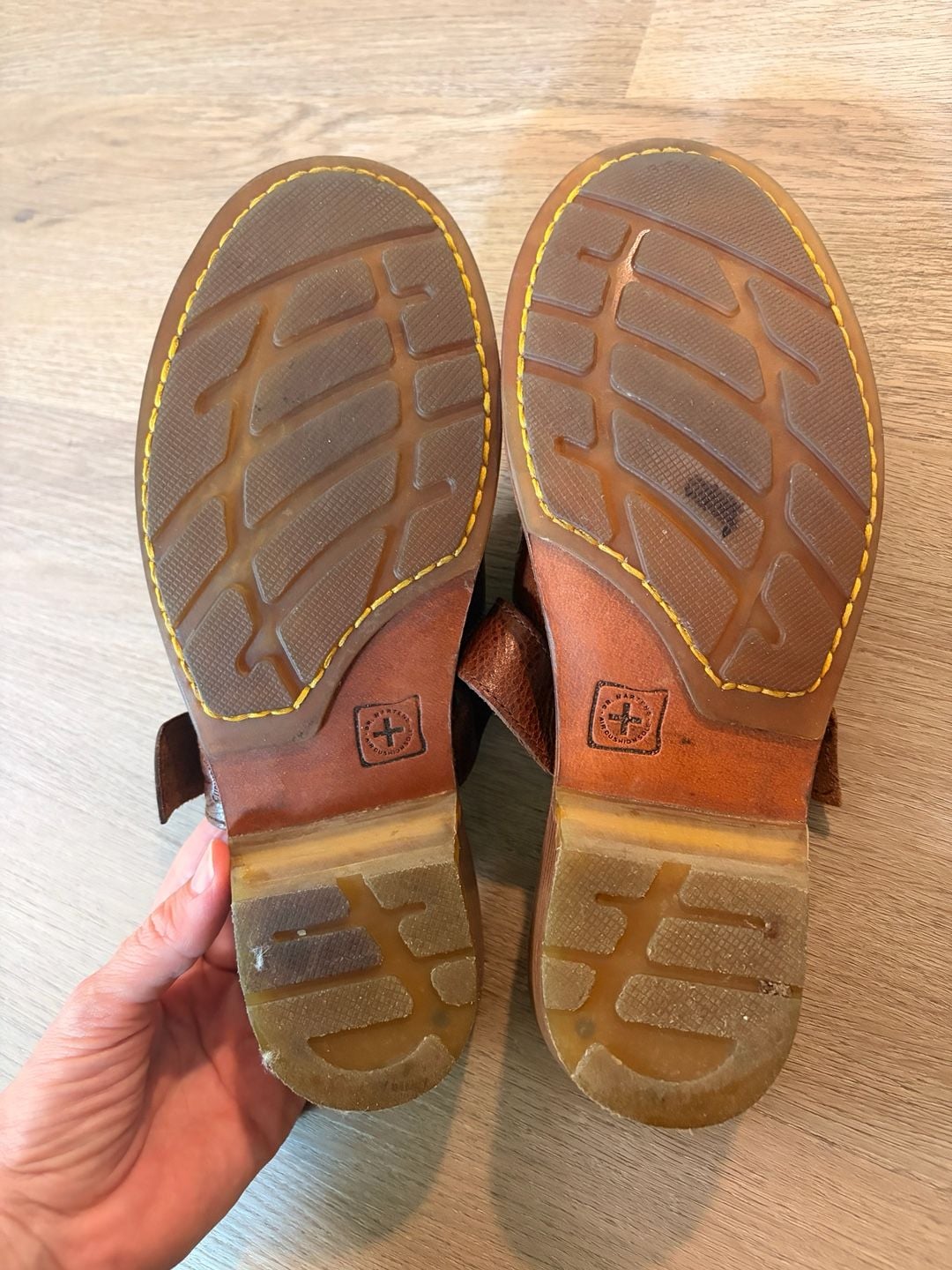 Dr. Martens Vintage Brown Leather Buckle Wedge Mules Clogs 7