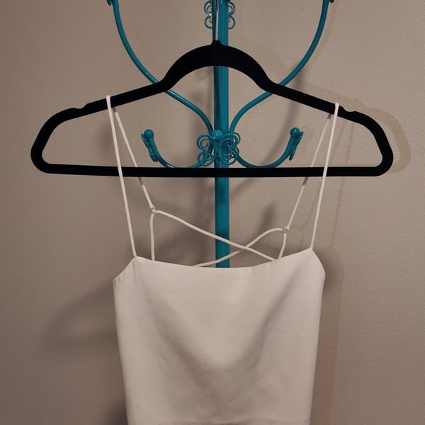 SHEIN White Criss-Cross Back Strappy Cami Crop Top – Size S