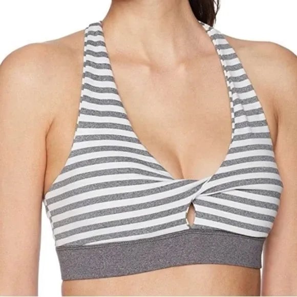 Splendid Studio Striped Twist Front Cross-Back Sports Bra 2