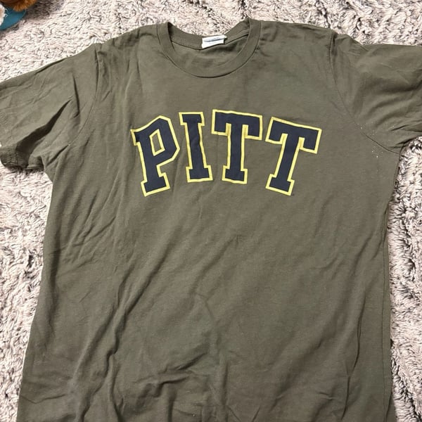 Delta Ringspun University of Pittsburgh Pitt Panthers Olive Green Graphic T-Shirt