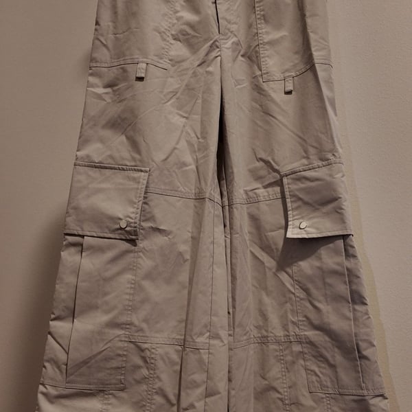 SHEIN Khaki Wide-Leg Drawstring Parachute Cargo Pants – Size S (US 4 / EU 36)