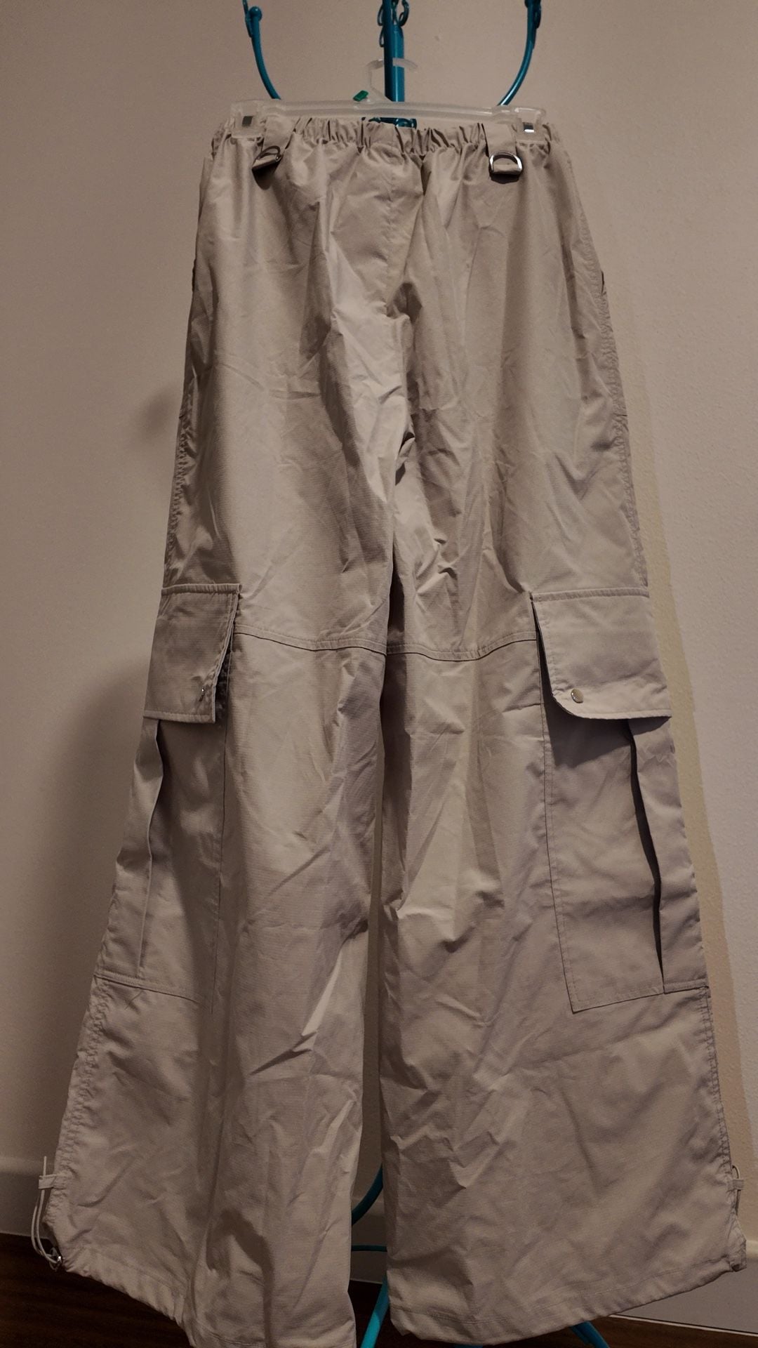 SHEIN Khaki Wide-Leg Drawstring Parachute Cargo Pants – Size S (US 4 / EU 36) 5