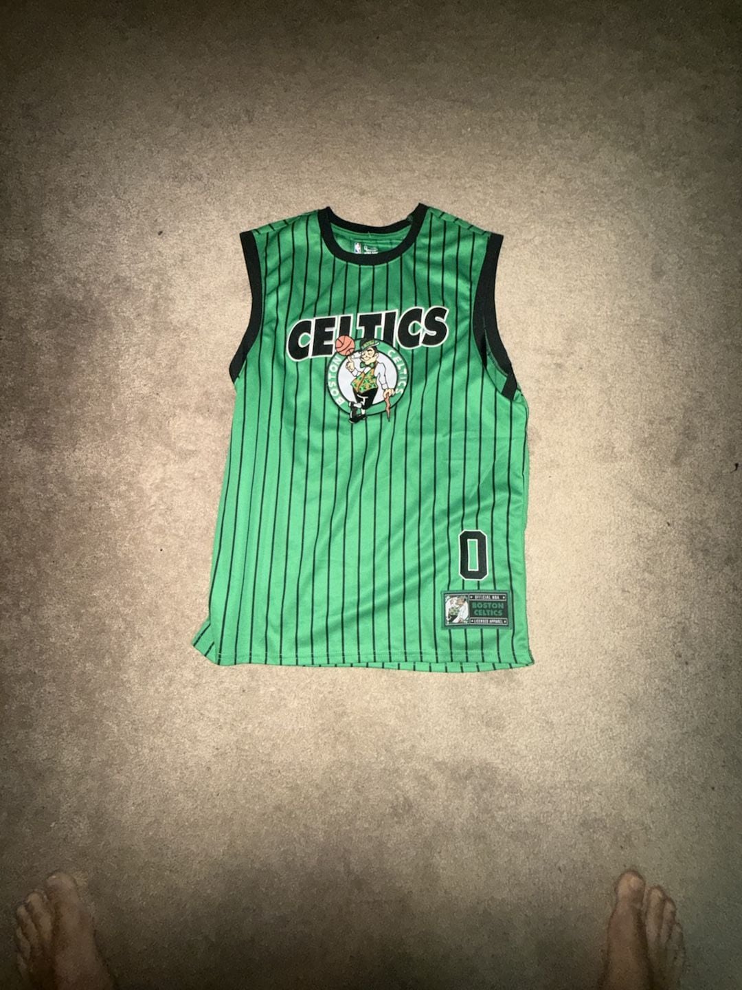 Ultra Game Boston Celtics Jayson Tatum 0 Sleeveless Pinstripe Basketball Jersey Tank Top 2