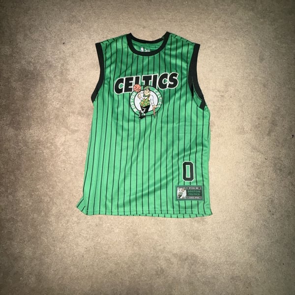 Ultra Game Boston Celtics Jayson Tatum 0 Sleeveless Pinstripe Basketball Jersey Tank Top