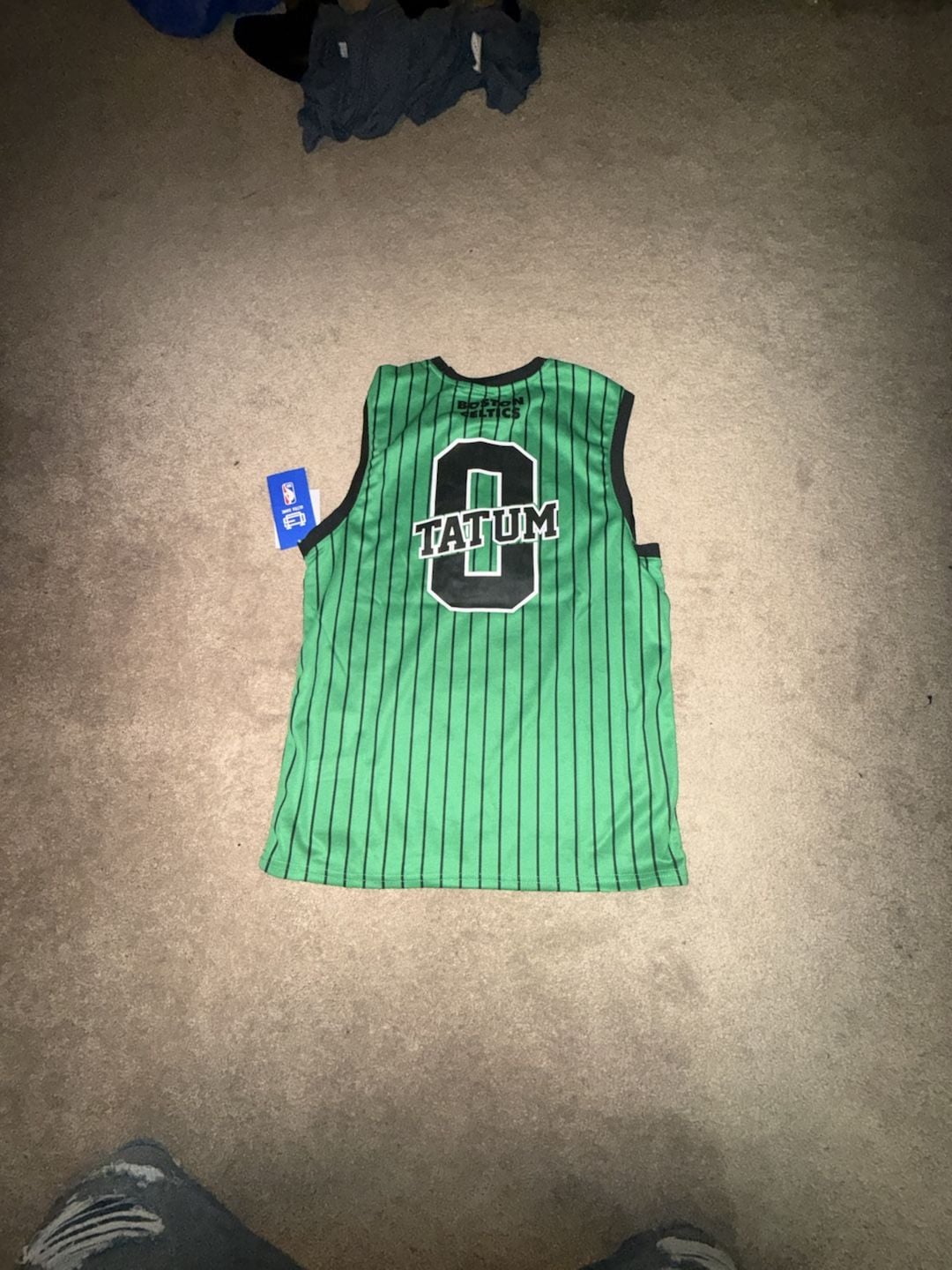 Ultra Game Boston Celtics Jayson Tatum 0 Sleeveless Pinstripe Basketball Jersey Tank Top 3