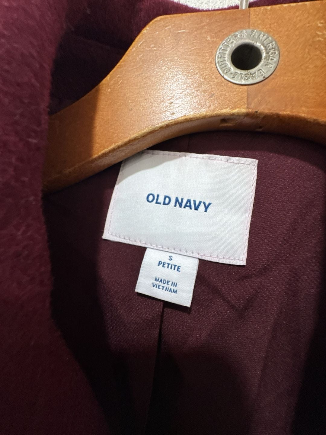 Old Navy Women's Petite Small Double-Breasted Burgundy Peacoat 3
