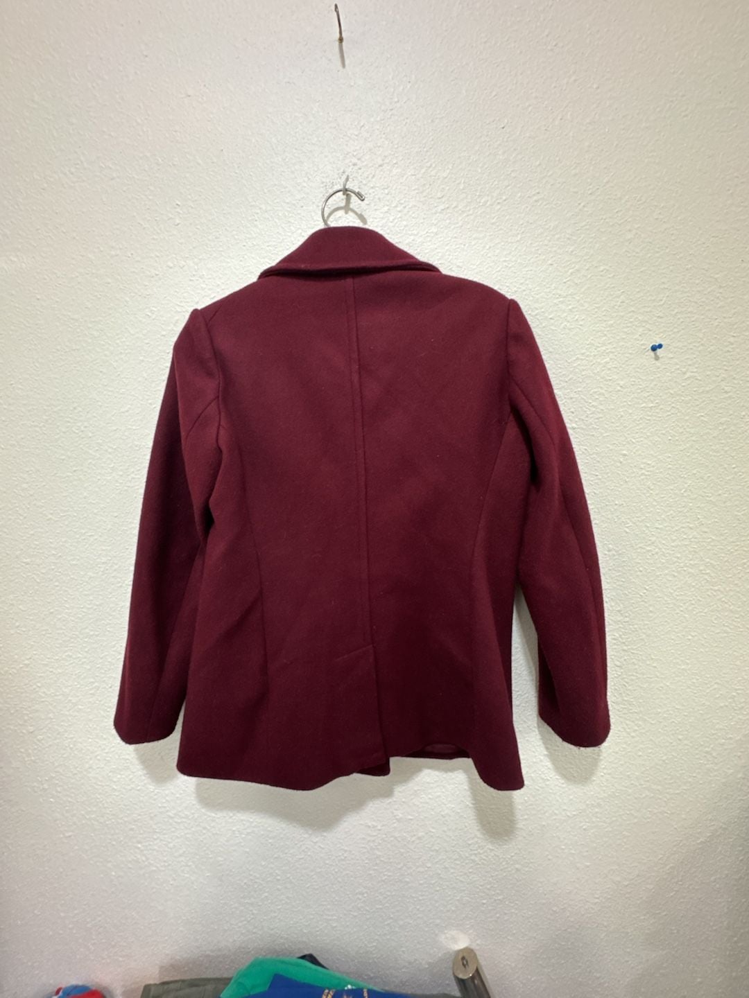 Old Navy Women's Petite Small Double-Breasted Burgundy Peacoat 4