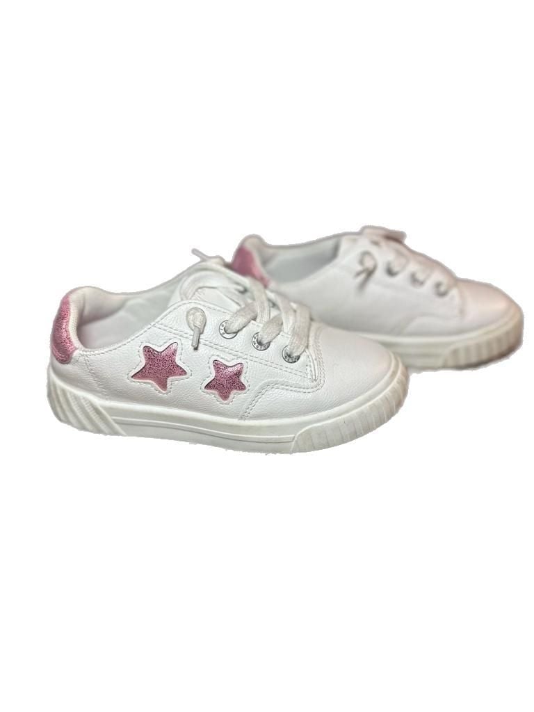 Blowfish Malibu Wander Toddler Girls White Sneakers with Pink Star Accents 1