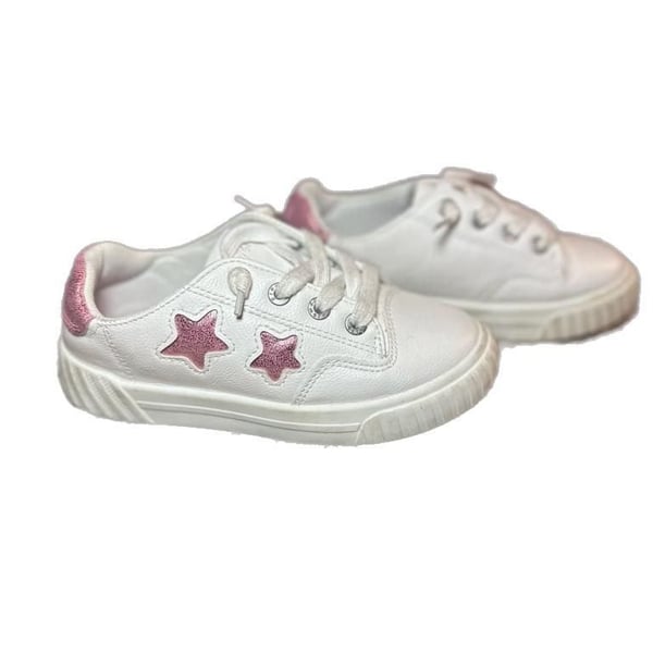 Blowfish Malibu Wander Toddler Girls White Sneakers with Pink Star Accents