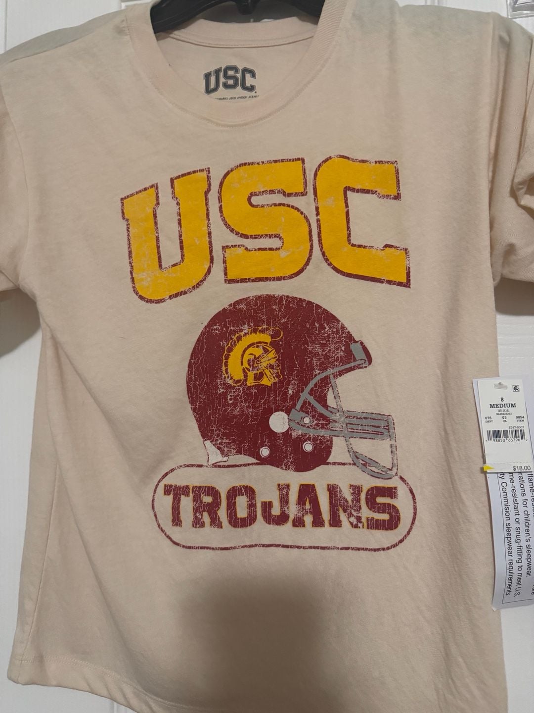 USC Trojans T-Shirt and Plaid Pajama Pants 2-Piece Set size 8-10 2