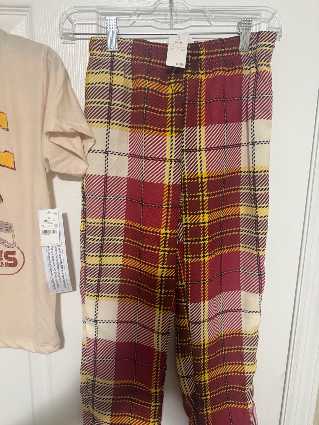 USC Trojans T-Shirt and Plaid Pajama Pants 2-Piece Set size 8-10 3
