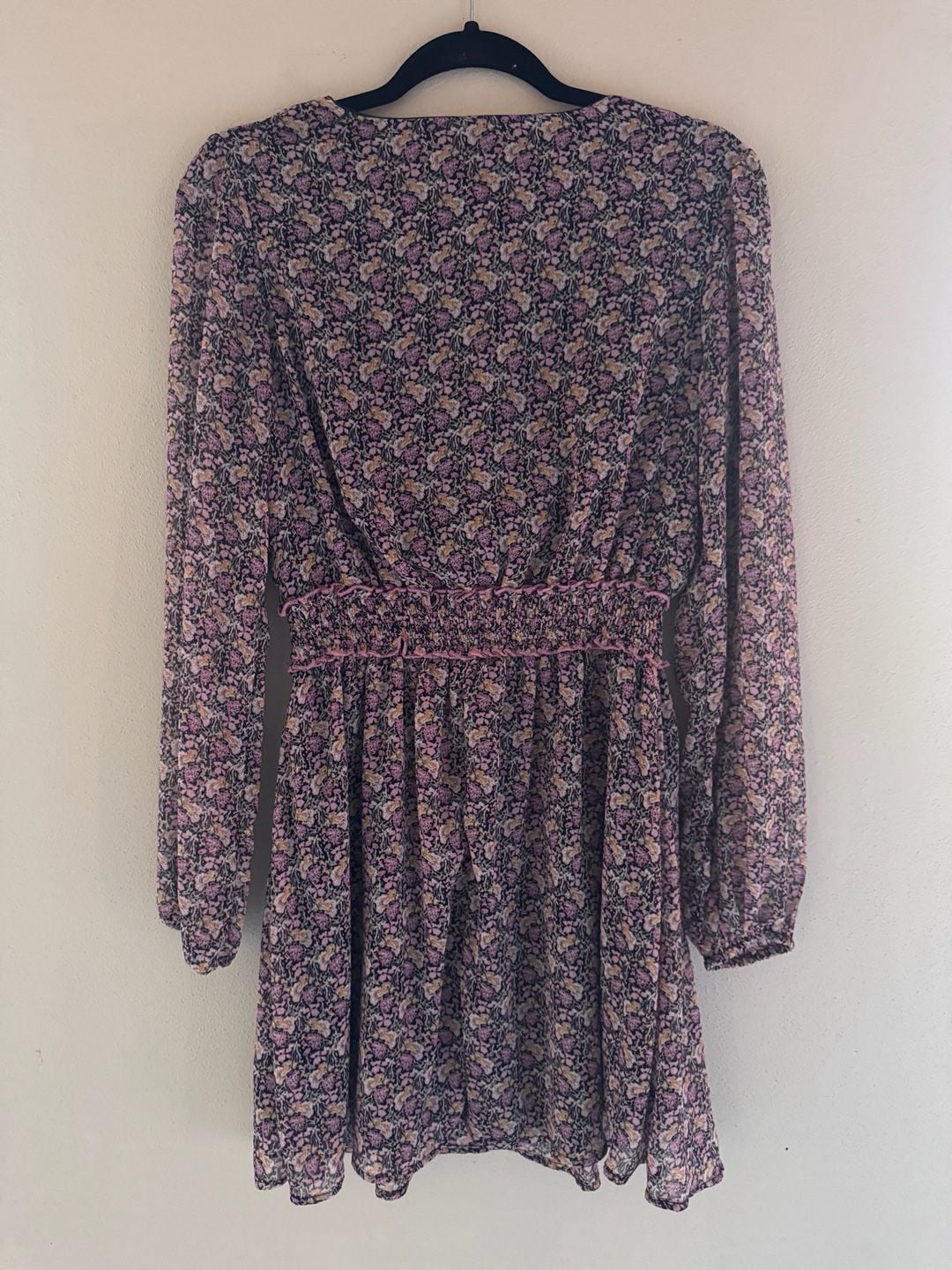 Sadie & Sage Long Sleeve Floral V-Neck Smocked Waist Mini Dress 4