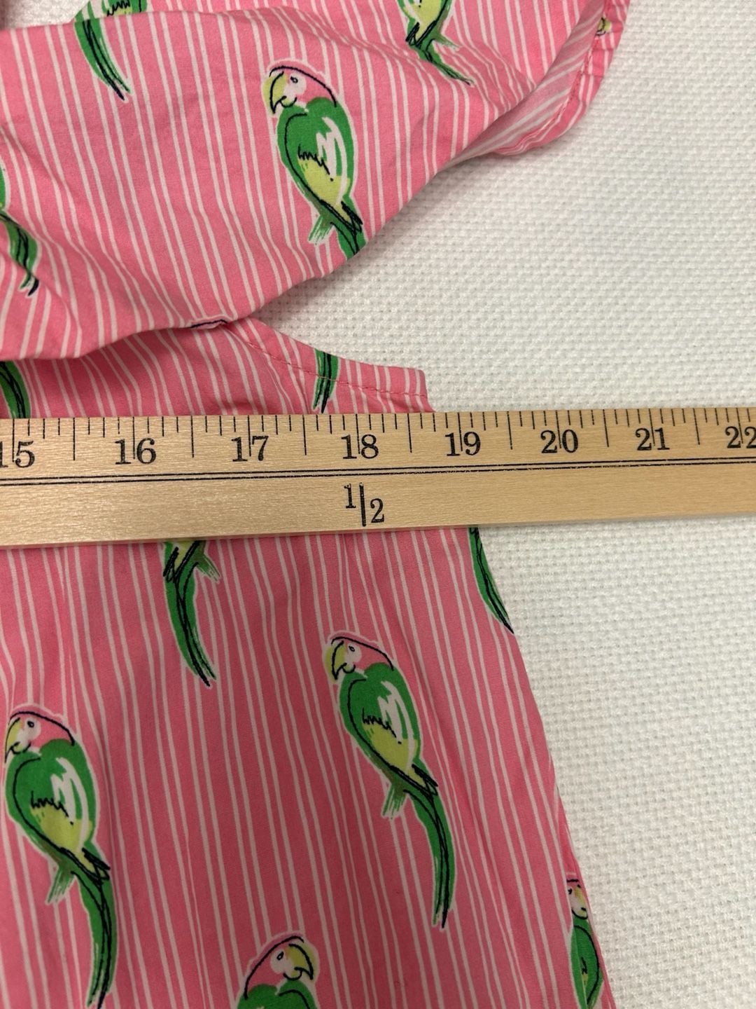 Crown & Ivy Women's Pink Striped Parrot Print Cold Shoulder Ruffle Dress with Pockets 9
