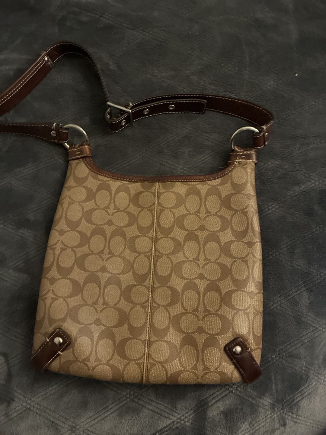Coach Signature F15704 Brown Coated Canvas Crossbody Bag 3