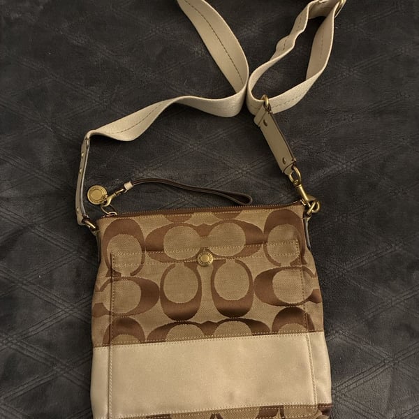 Coach Signature Canvas and Leather Courier Crossbody Bag 10127