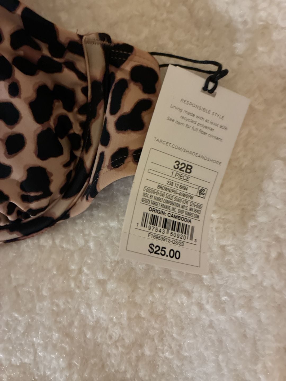 Shade & Shore Leopard Print Underwire Bikini Top 32B 2