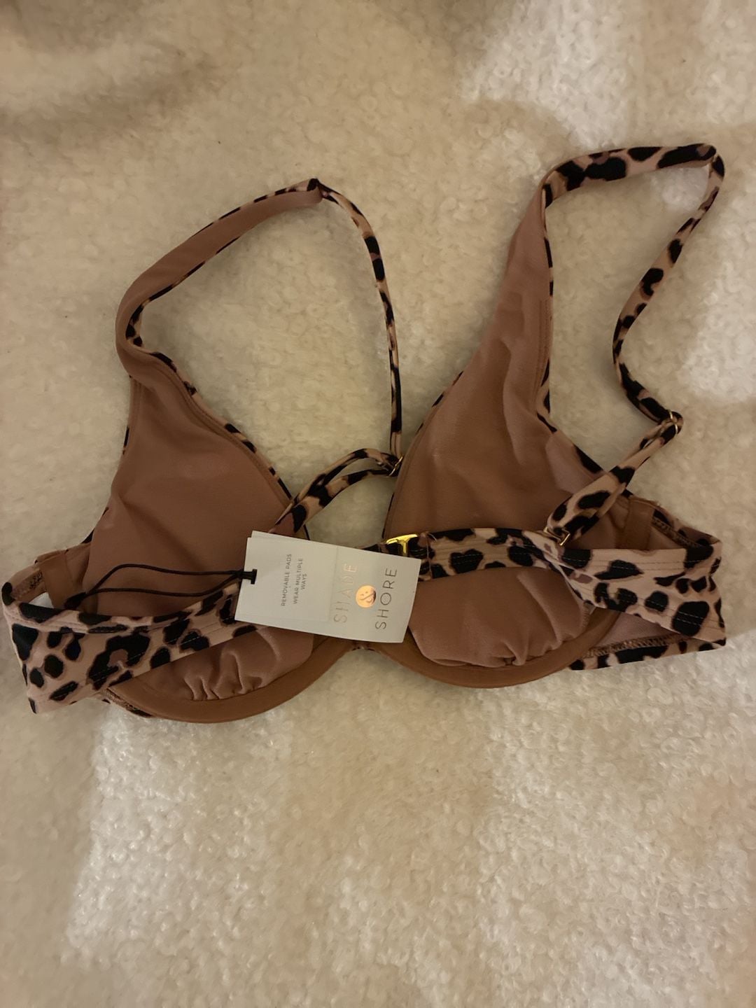 Shade & Shore Leopard Print Underwire Bikini Top 32B 3