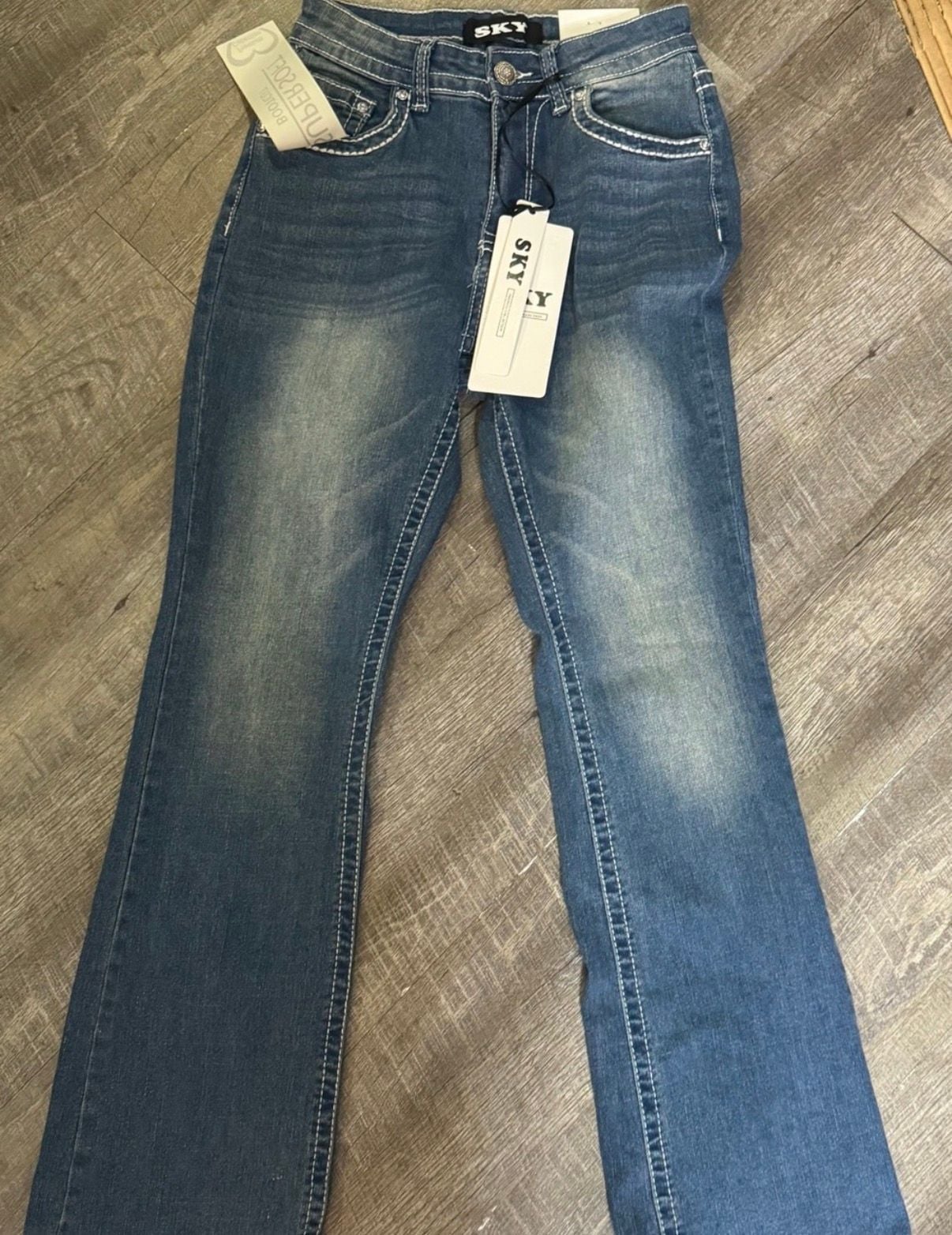 SKY Premium Collection Women's Embellished Pocket Bootcut Jeans 4