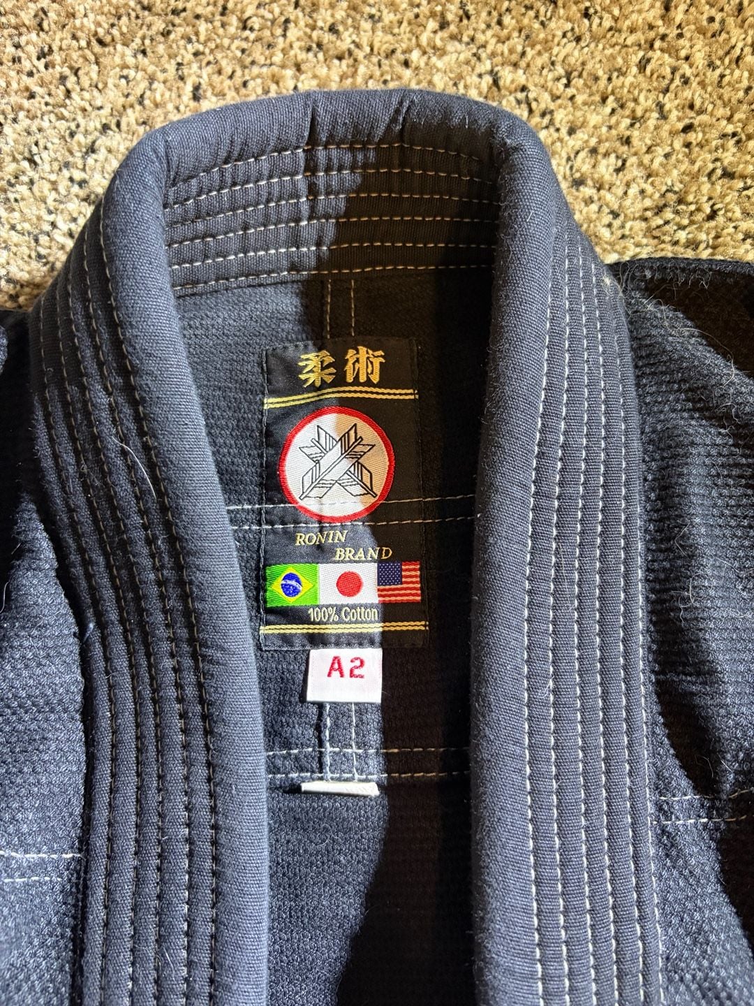 Ronin Brand Brazilian Jiu Jitsu Gi Uniform Set Black and Blue Size A2 2