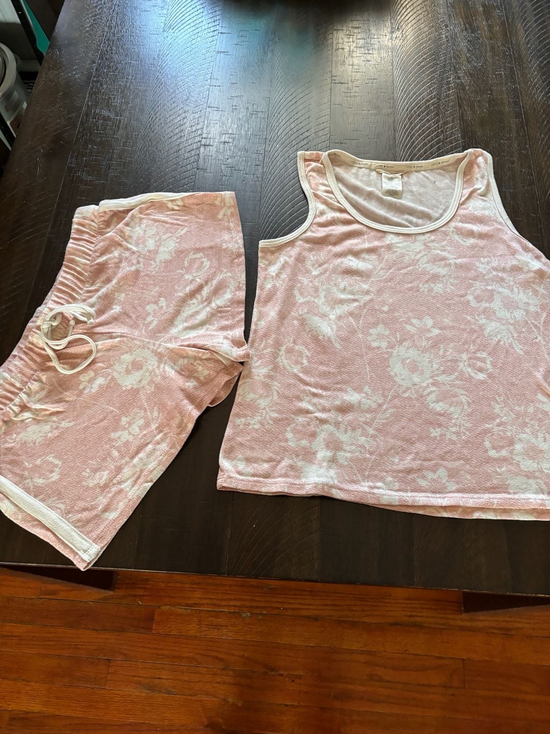 Lucky Brand Womens 2-Piece Pink Floral Pajama Set Tank Top and Shorts 1