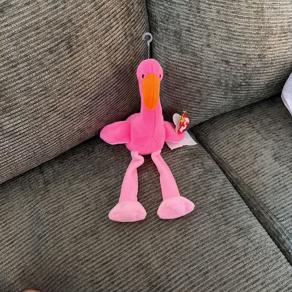 Ty Beanie Babies Pinky the Flamingo 1995 Plush Toy with Original Tags